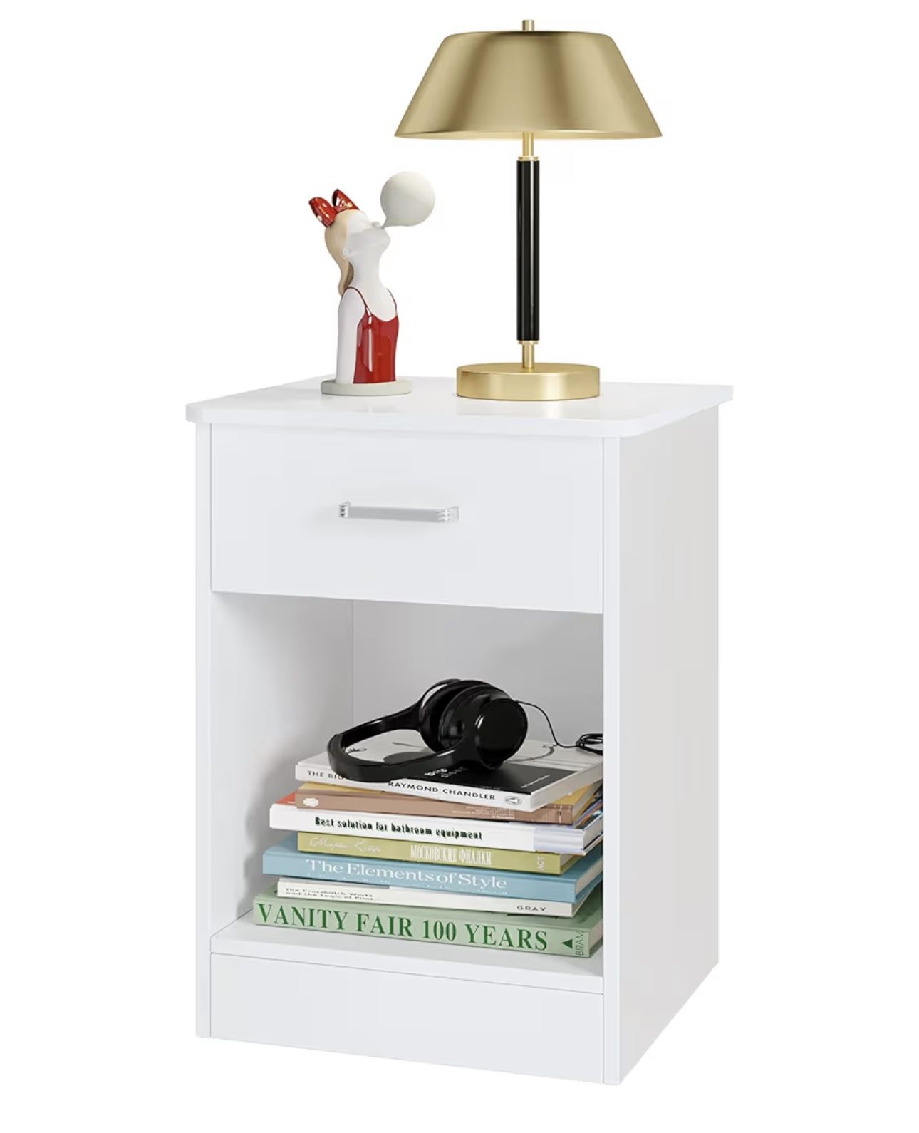 Side Table With Drawer And Bookshelve