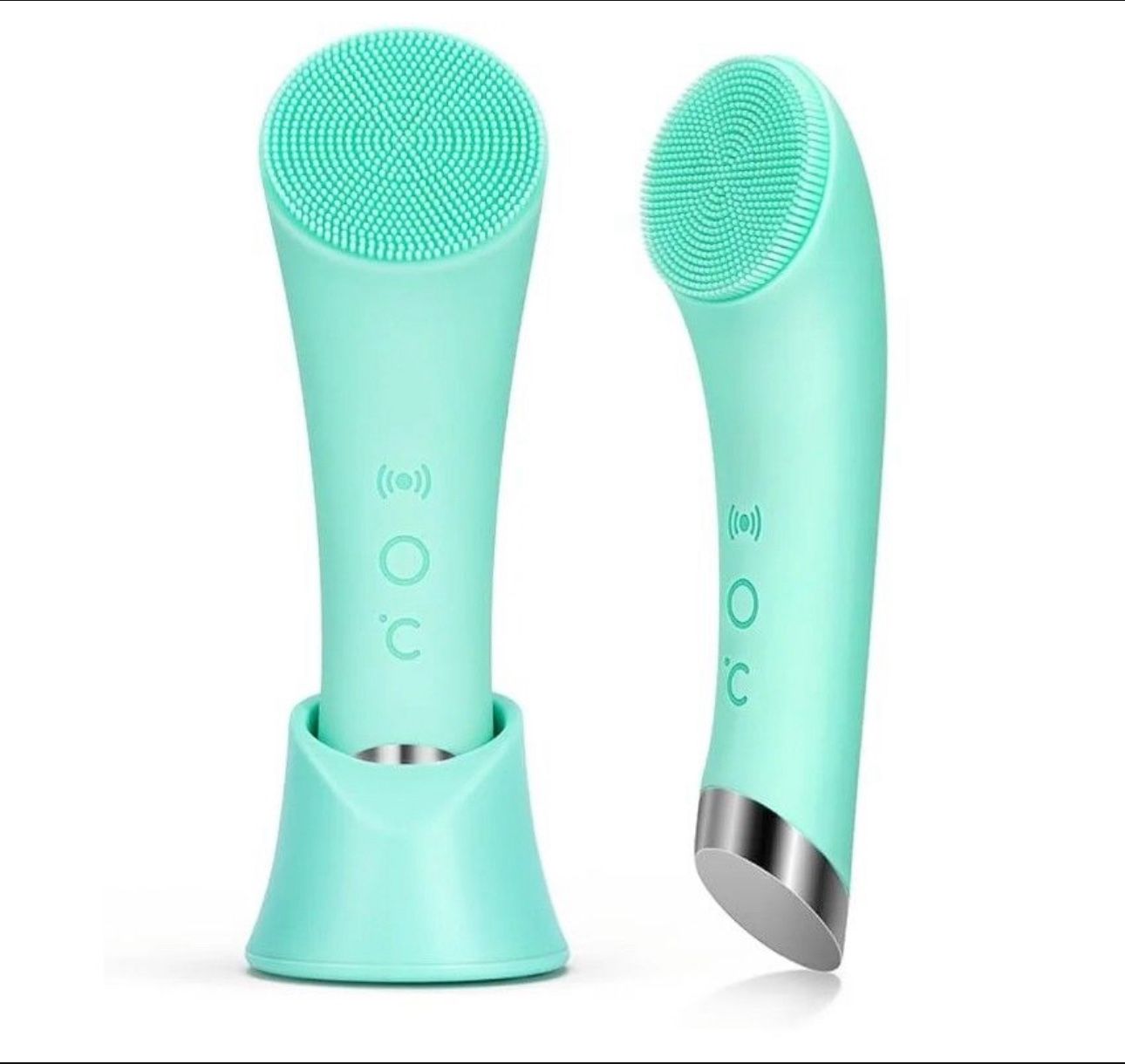Facial Cleansing Brush, PRITECH Heatable Vibrating Face Scrubber with Massage, Silicone Face Scrubber for Women & Men, Electric Facial Cleanser for De