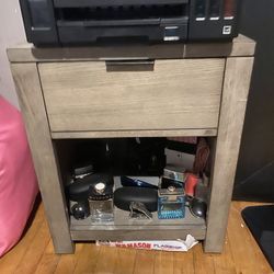 Grey Wood Single Draw Night Stand 