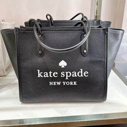 WEEKEND SALE ONLY🎉‼️Kate Spade New York Ella Embossed Logo Pebbled Leather Large Black Tote 