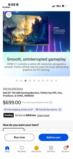 32” Dell Curved Gaming Monitor