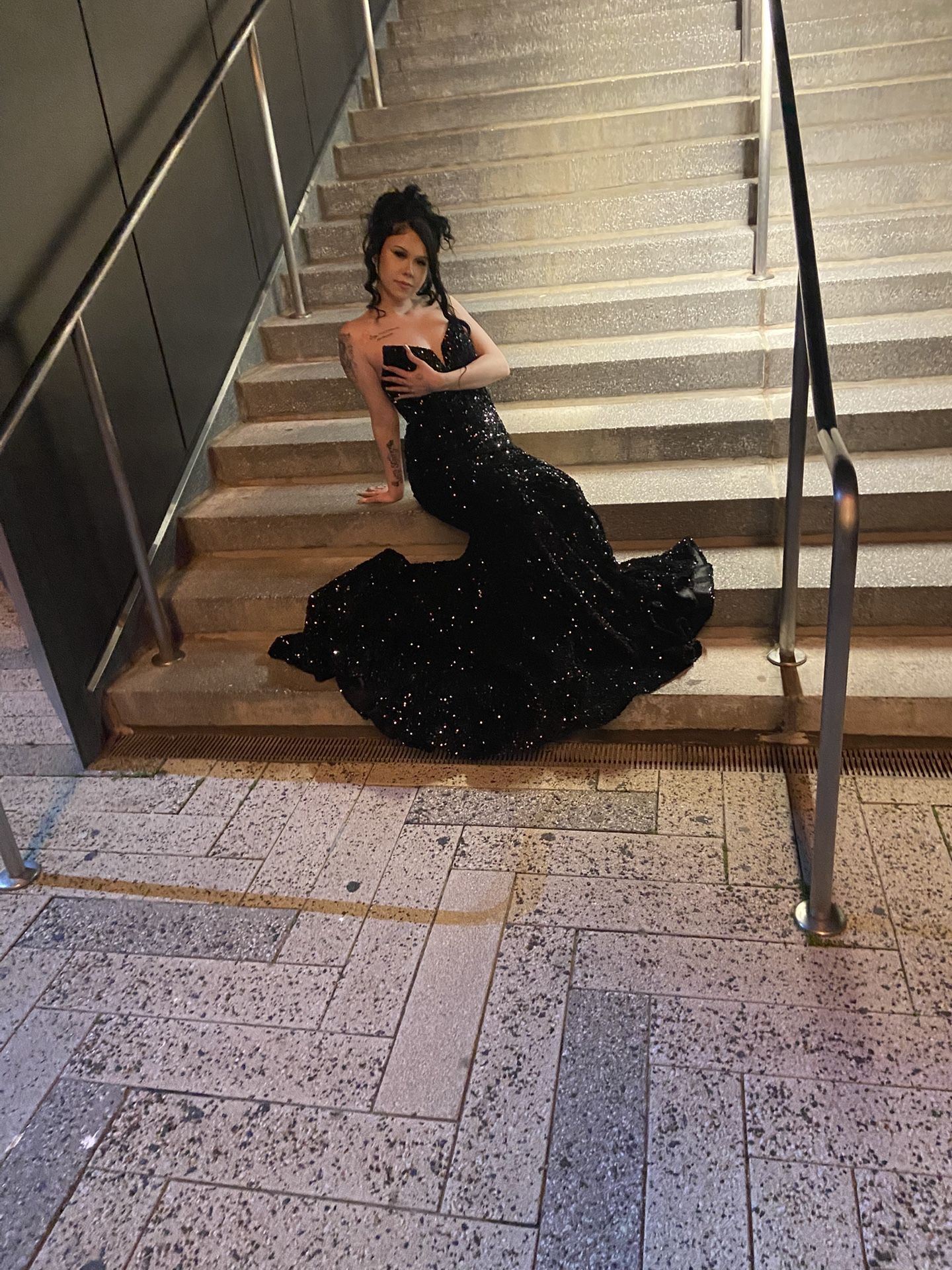 ✨ Black Sequin Prom Dress – Size 4, Like New! ✨