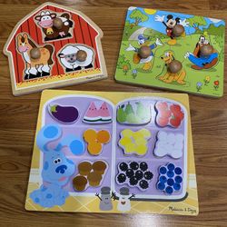 Wood Puzzles Baby Toddler Disney Blues Clues Farm