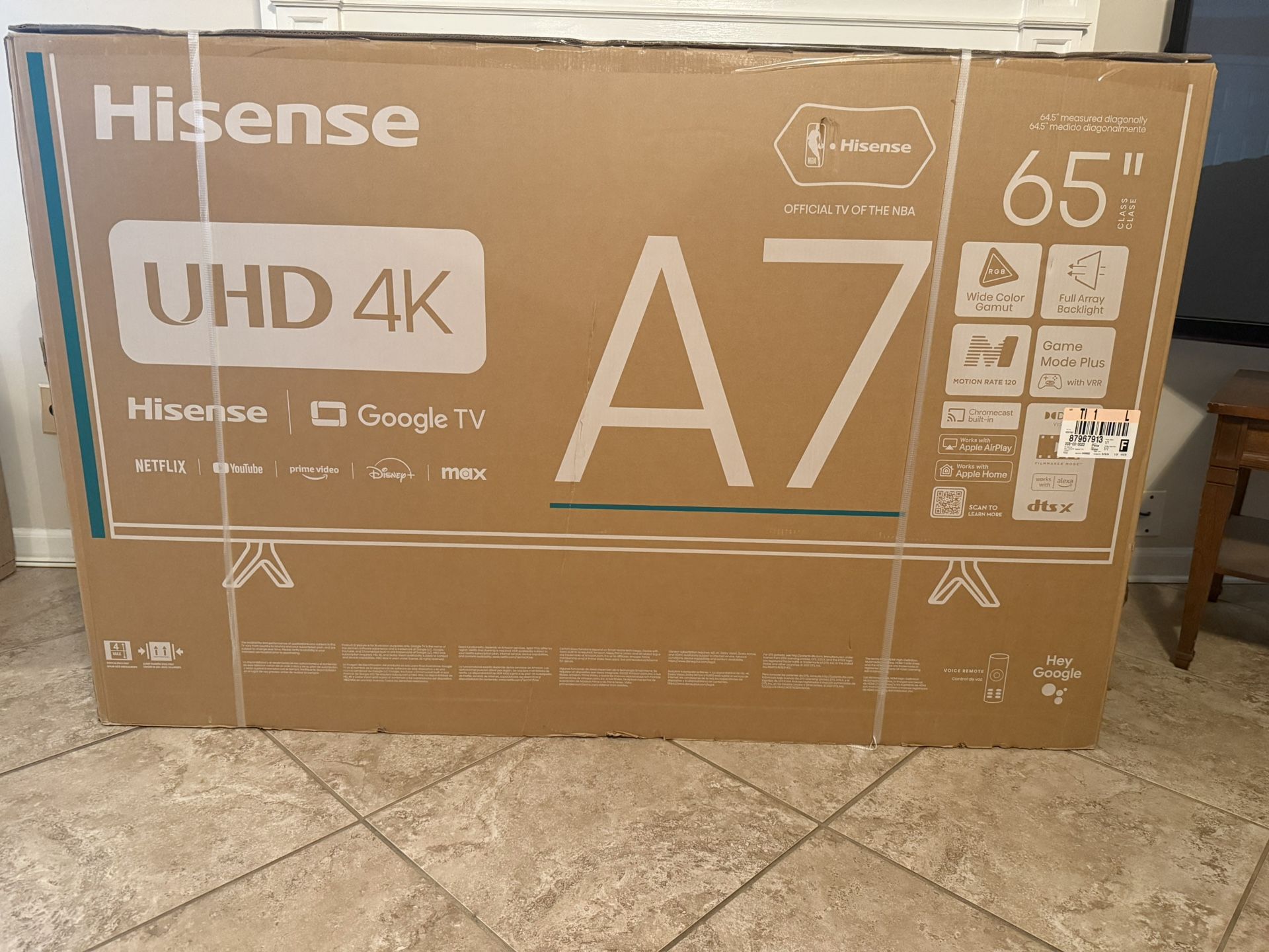 New Hisense 65โ A7 Series LED 4K Smart Google TV 2024