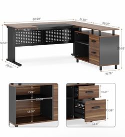 Tribesigns L-Shaped Executive Desk w/ Storage – Like New