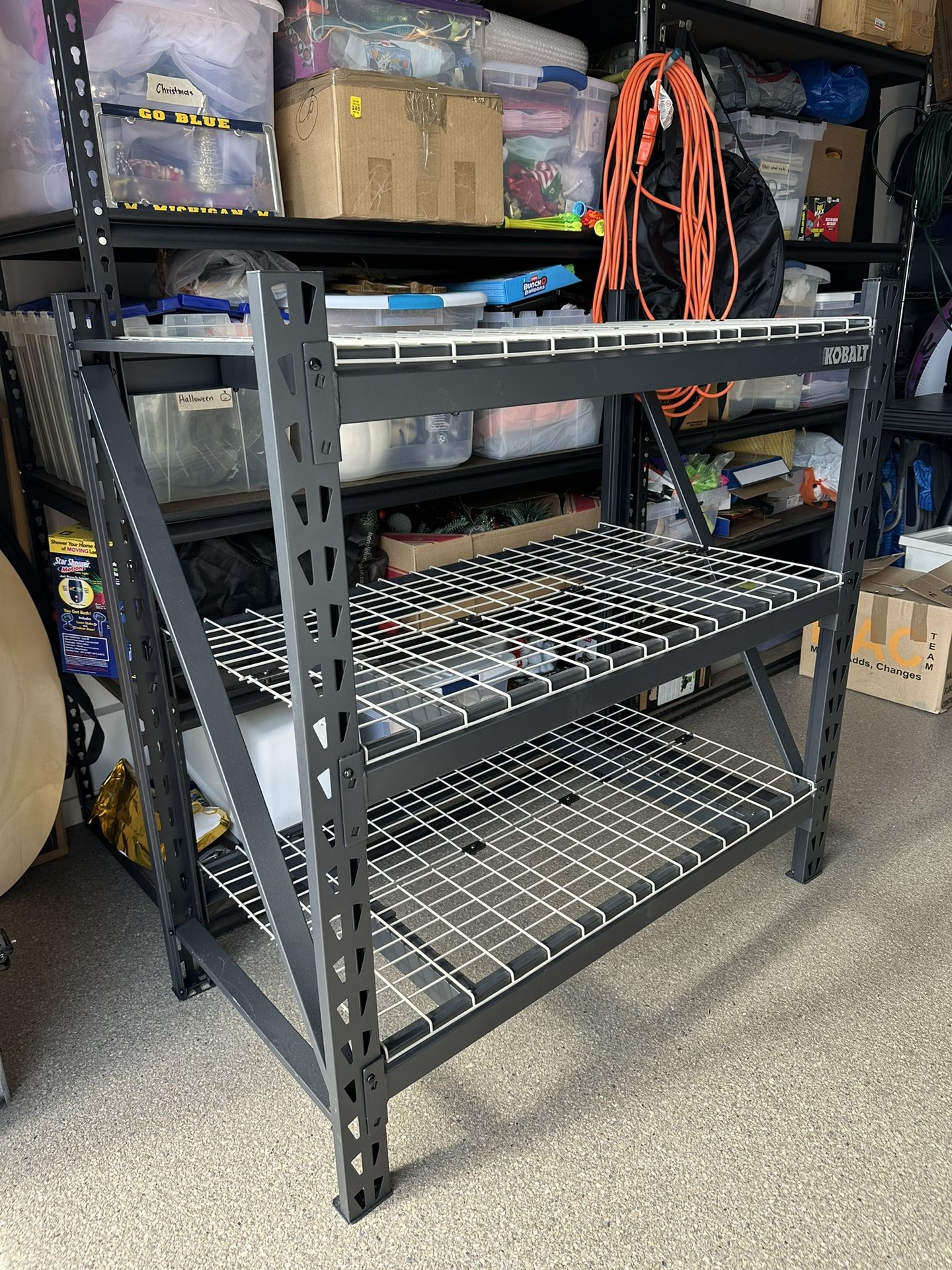 Kobalt Steel Heavy Duty 3-Tier Utility Shelving Unit (48-in W x 24-in D x 47-in H), Black, (1500-lb Capacity)