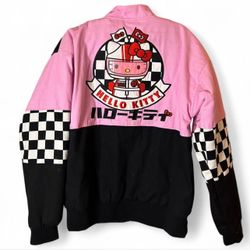 Pink and black Sanrio Hello Kitty racing jacket