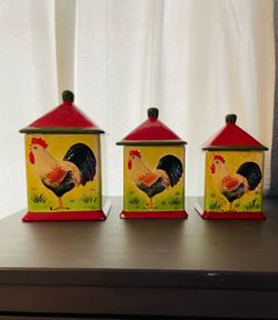 Ceramic Rooster Canister Set