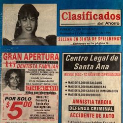 Selena Quintanilla Vintage 1994 Clasificados del Ahorro Newspaper Spanish Ads