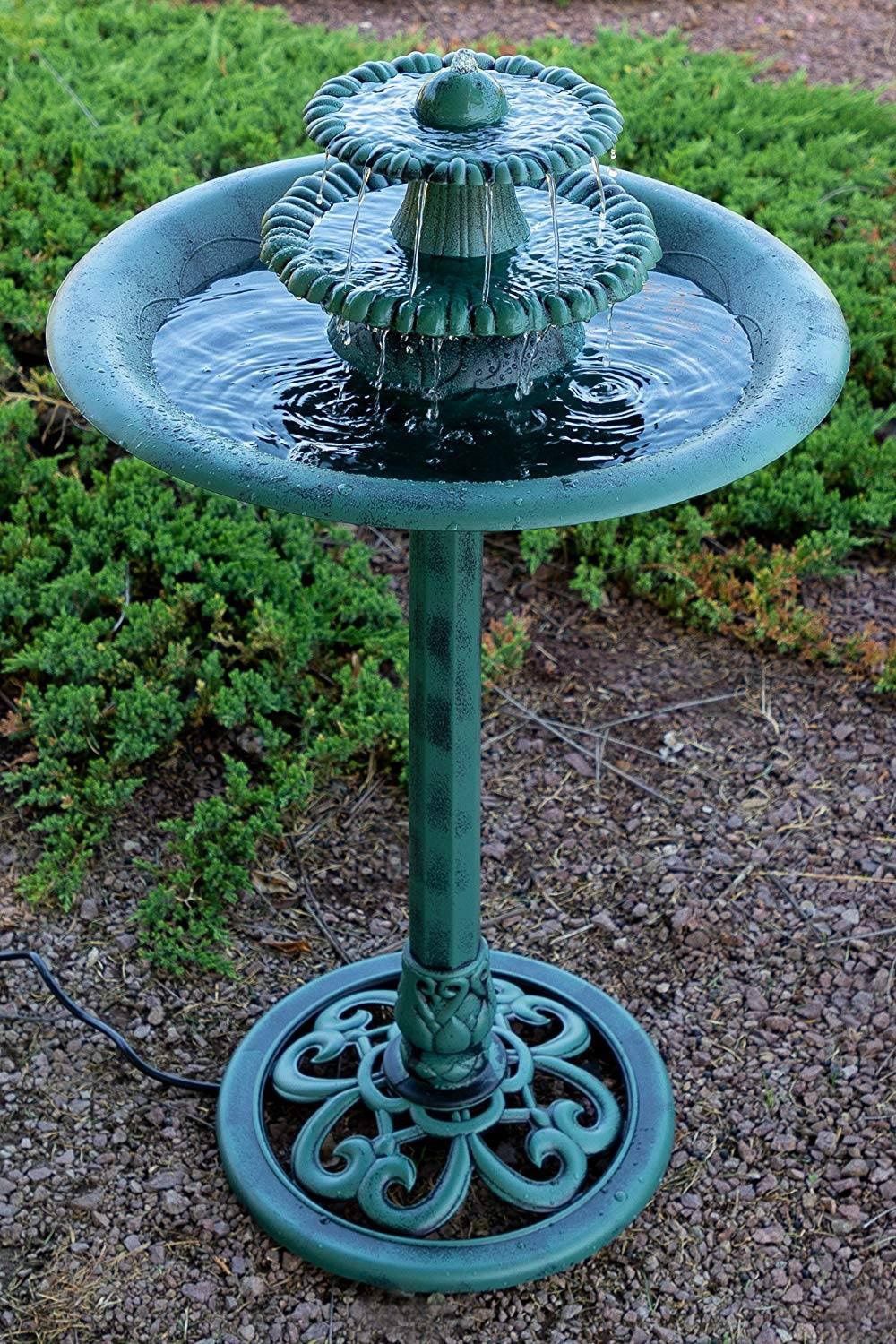 Antique 3 Tier Fountain Bird Bath With Pump Water Ornament Garden Yard Outdoor
