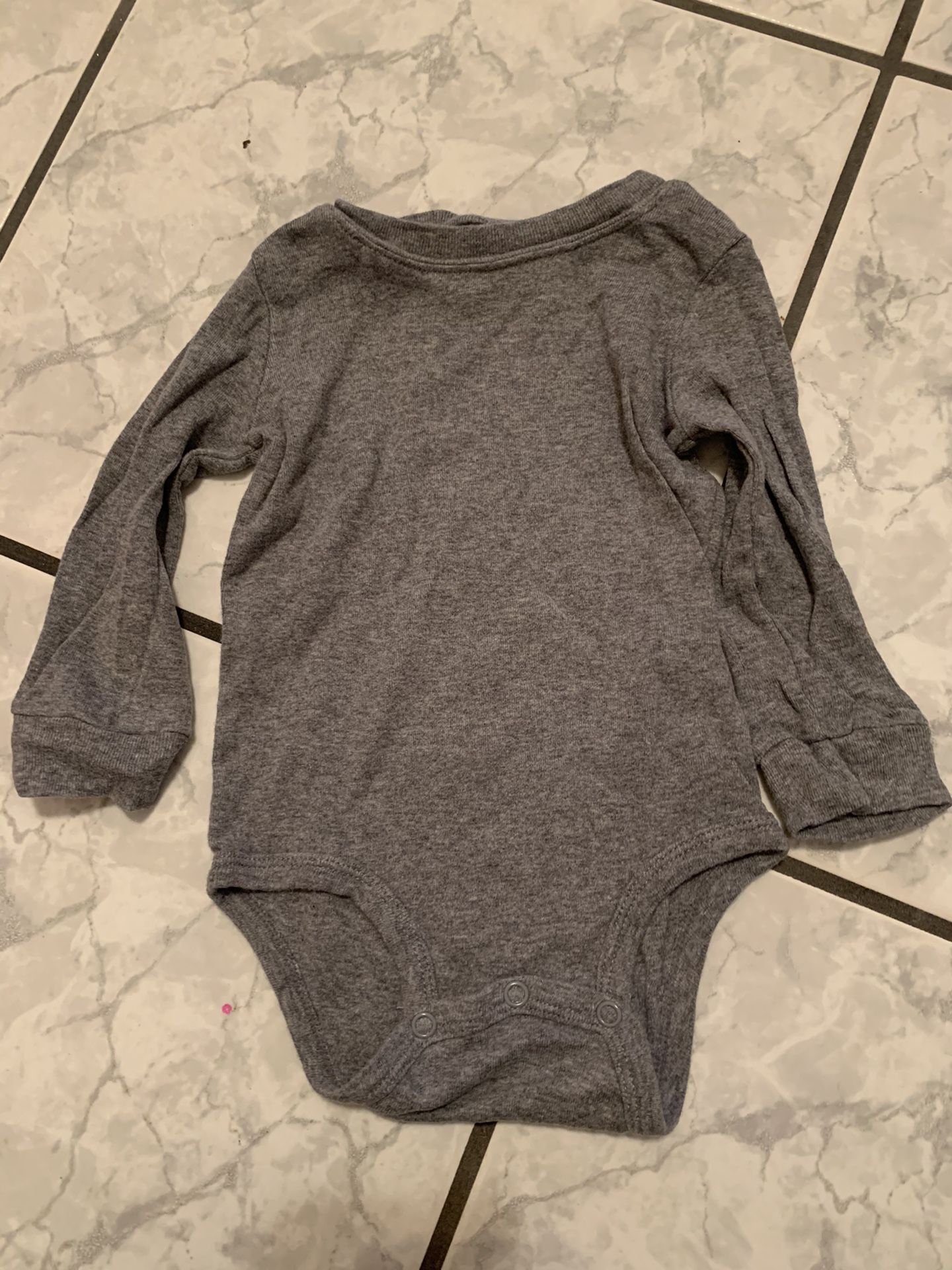 12 Months Grey Long Sleeve Onesie