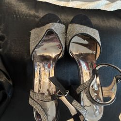 Sugar, Black And Gold Rhinestone High Heels size 8 1/2