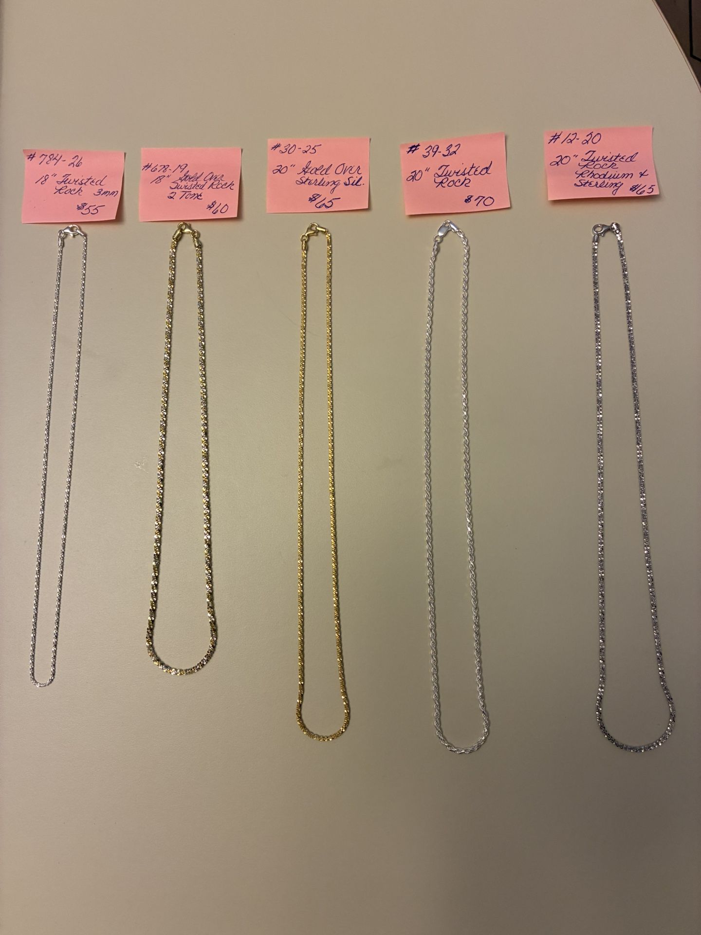 Sterling Silver Twisted Rock Necklaces In 18” and 20” Lengths