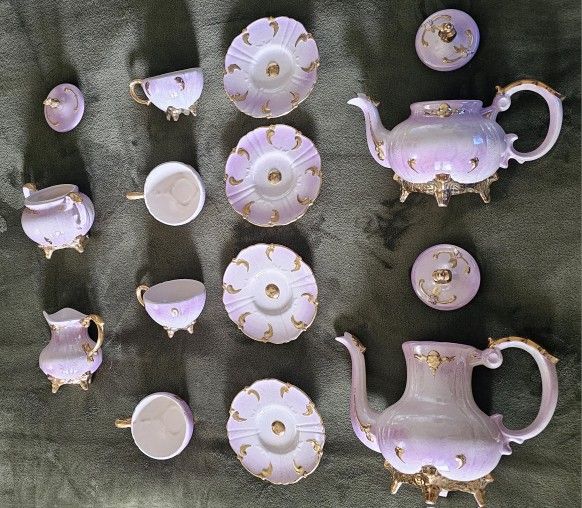 Vintage LOMA China PURPLE Iridescent Tea Set