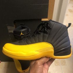 Jordan 12 Black University Gold; DS; Size 10