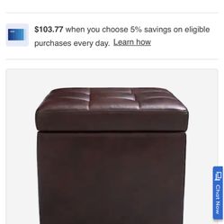 16 inch Cube Ottoman Storage Box Lounge Seat Footstools with Hinge Top Brown