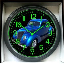 1937 Ford Coupe Garage Shop Glow In The Dark Wall Clock New