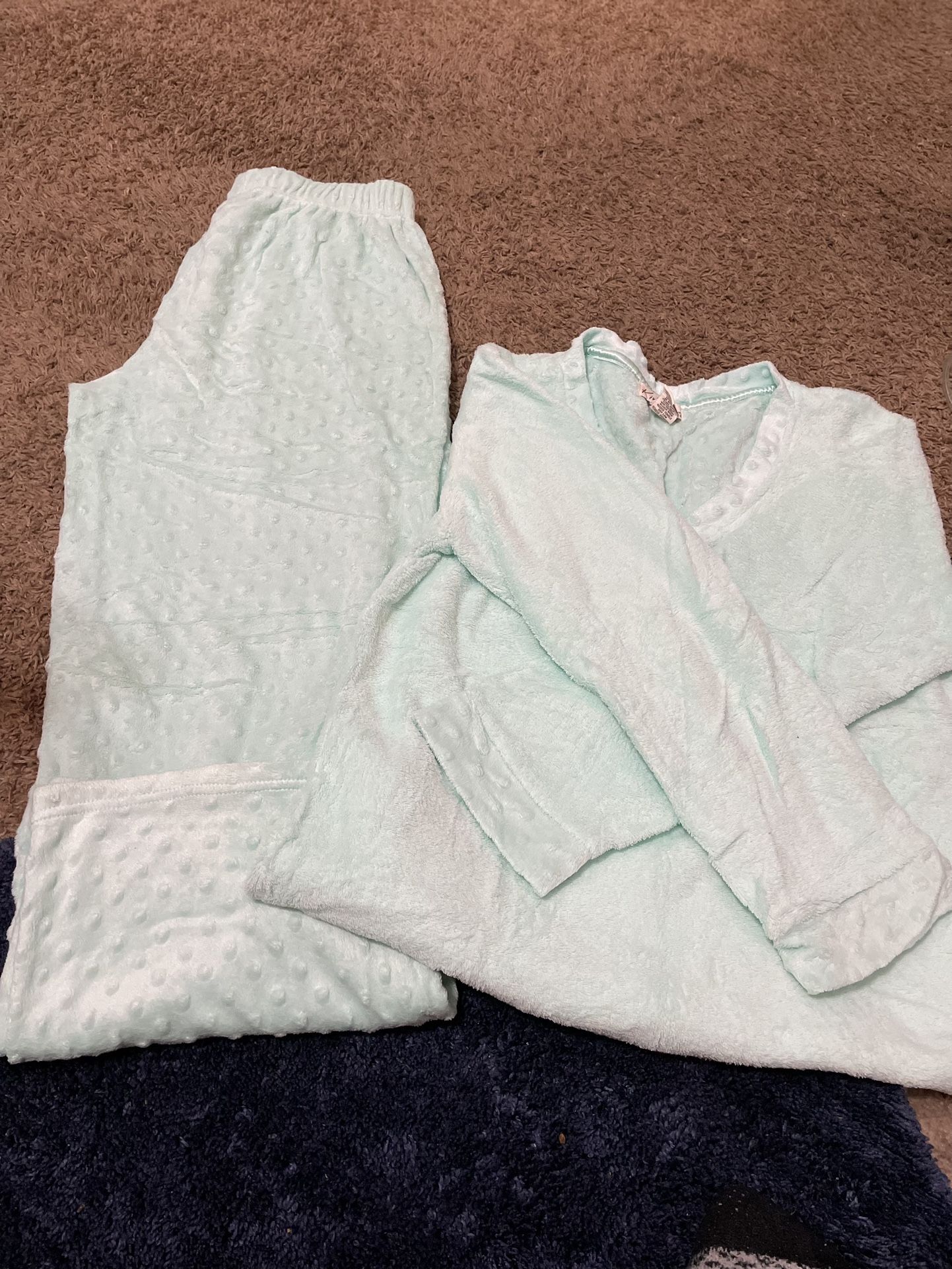 Kim Rogers Pajama Set Size Large Mint Green 100% Polyester Very Soft