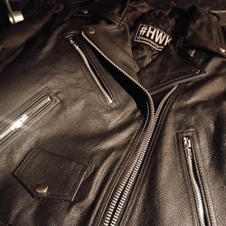 Genuine Leather Moto Jacket Size M