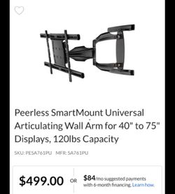Peerless SmartMount Universal Articulating Wall Arm