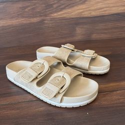 Time and Tru Women Beige Buckle Sandals