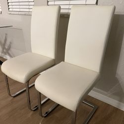 Dining Chairs 2 Pcs Leather White 