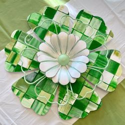 Wreath, Whimsical Hand Painted Flower Centerpiece, Tablecloth Weight,