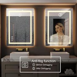 Classic 40 in. W x 24 in. H Rectangular Frameless Anti-Fog LED Light Wall Bathroom Vanity Mirror Front Light