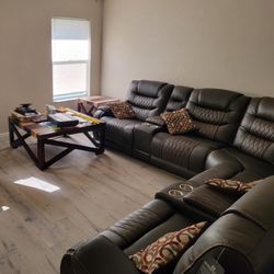 Marquee 10 Pc Leather Triple Power Reclining Sectional Living Room