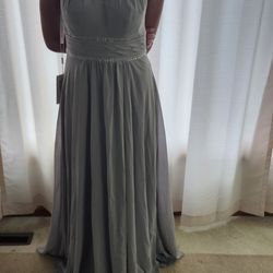 Silver Halter Floor Length Gown- Size 2