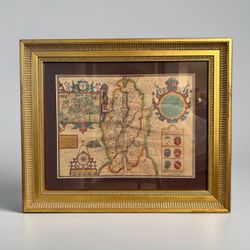 Vintage Framed Map of The Countie of Nottingham Print