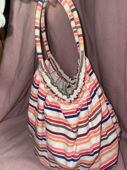 Roxy Estilo multicolor striped canvas shoulder tote bag