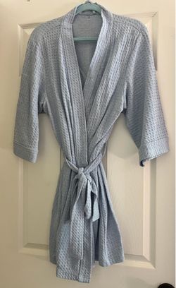 Light Blue Waffle Knit Robe