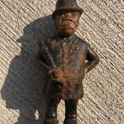 Old Metal Police Officer Coin Bank