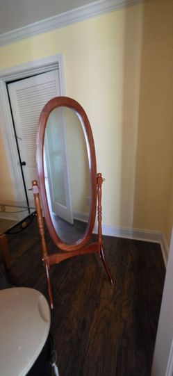 Oval Wood Cheval Floor Mirror
