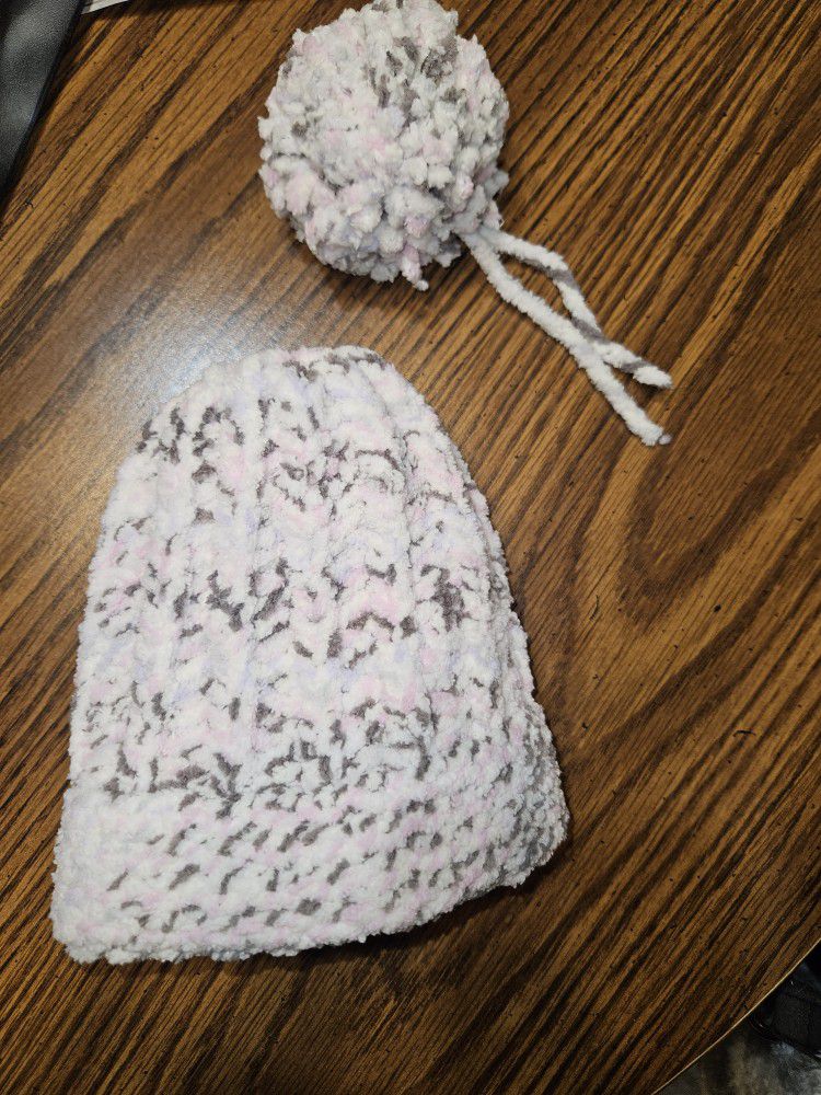 Warm Baby Hat, Pink / Grey / Purple 