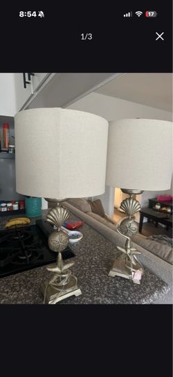 Pair of Coastal Seashell Table Lamps
