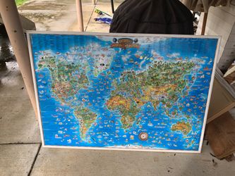 Large children kids map of the world 3’x5’