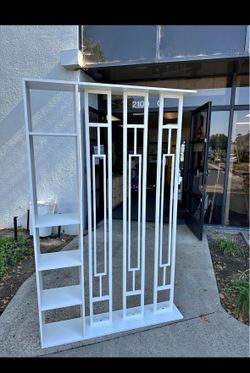 New 64”x48” White Room Divider 4 Shelves Room Divider Wall Partition