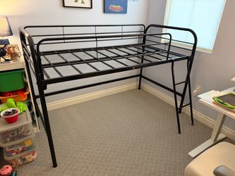 Black Metal Twin Loft Bed Frame