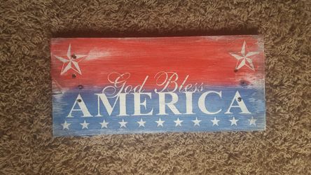 God Bless America handmade sign.
