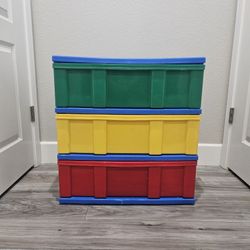 3 Drawer STORAGE Container Cart Bin with RED, GREEN, and YELLOW Colored Drawers
