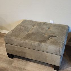 Grey Fabric Square Ottoman