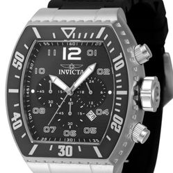 Invicta Silver and Black Sporty Chronograph Watch Mens