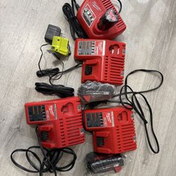 Milwaukee chargers and batteries