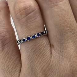 New 925 Sterling Silver Sapphire Band Ring Size 5.5