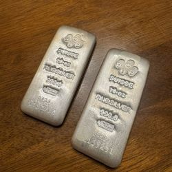 2 -10 Ounce Silver Bars, (Pamp) 