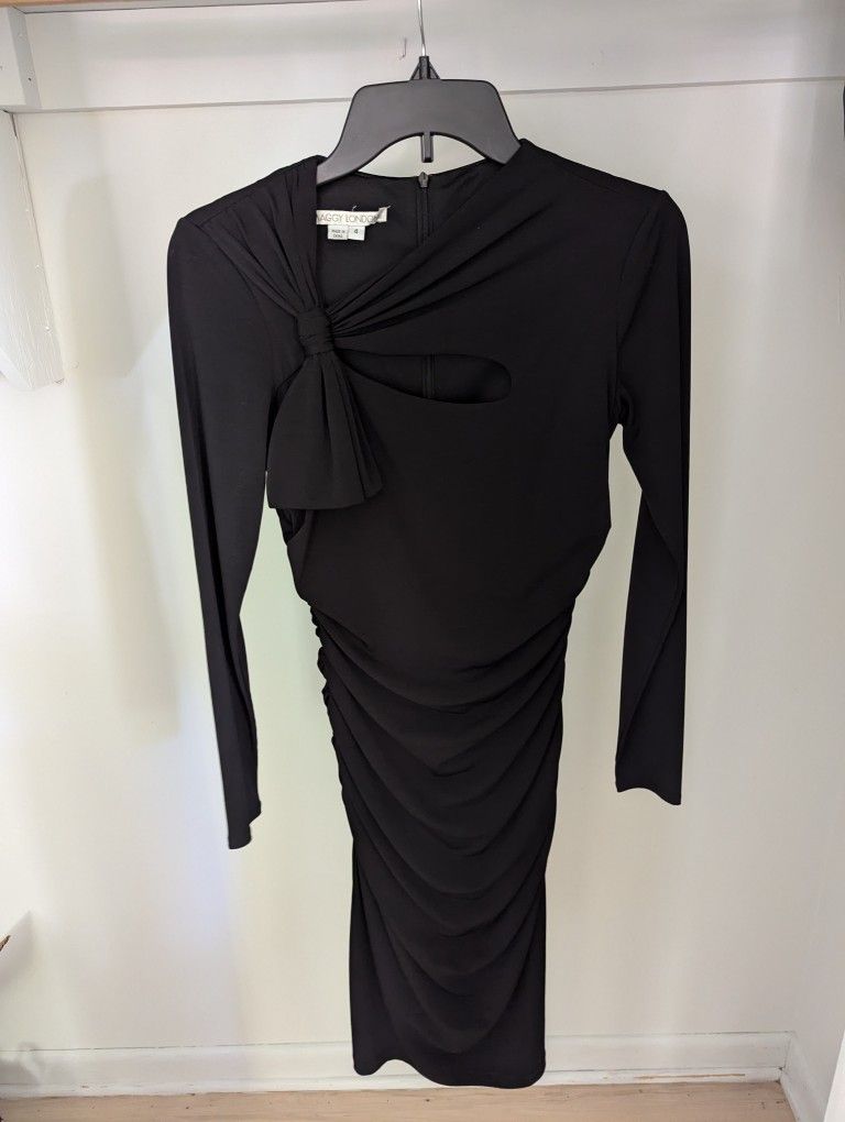 Women's Maggy London Black Stretchy Knee Length Dress Size 4