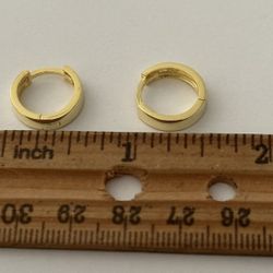 Unisex earrings 925 silver round hoops 18K yellow gold plated