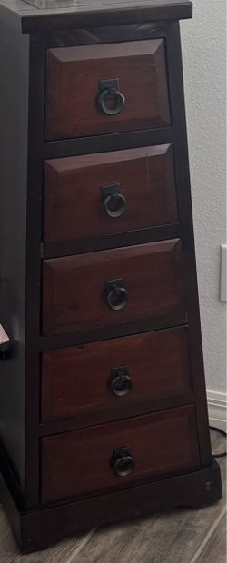 Tall 5-Drawer Wood Storage Cabinet